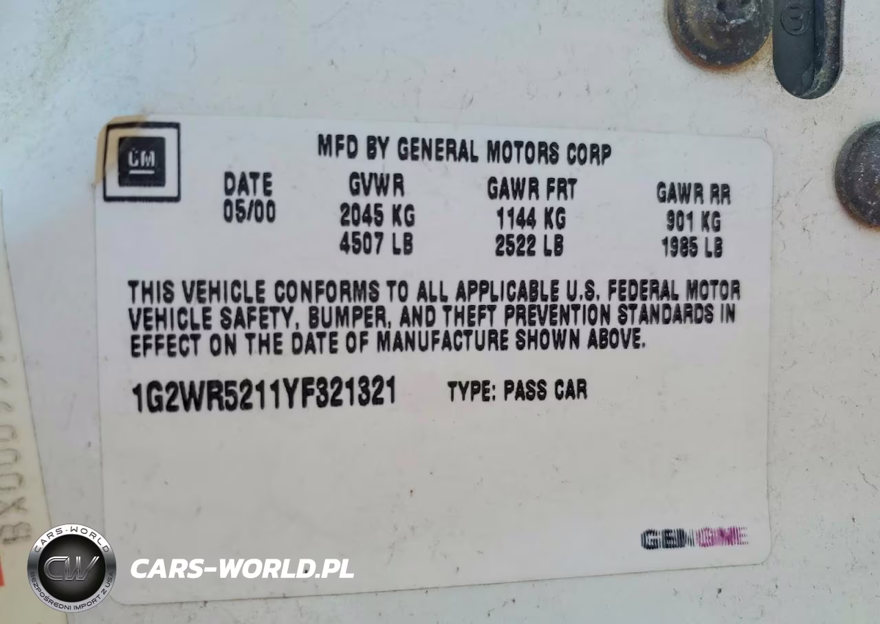 2000 Pontiac Grand Prix Gtp VIN:1G2WR5211YF321321 - 12