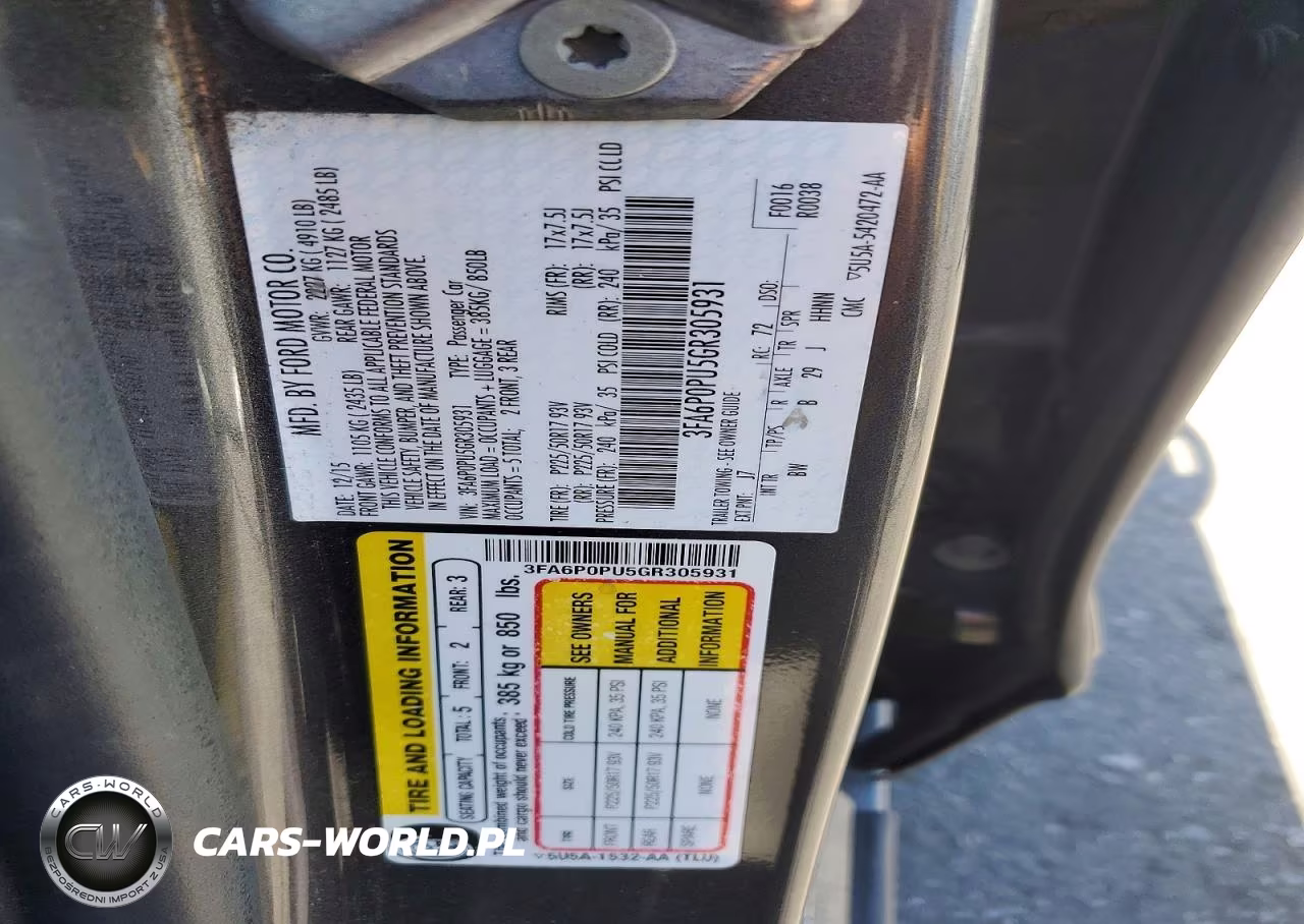 2016 Ford Fusion Se Phev VIN:3FA6P0PU5GR305931 - 13
