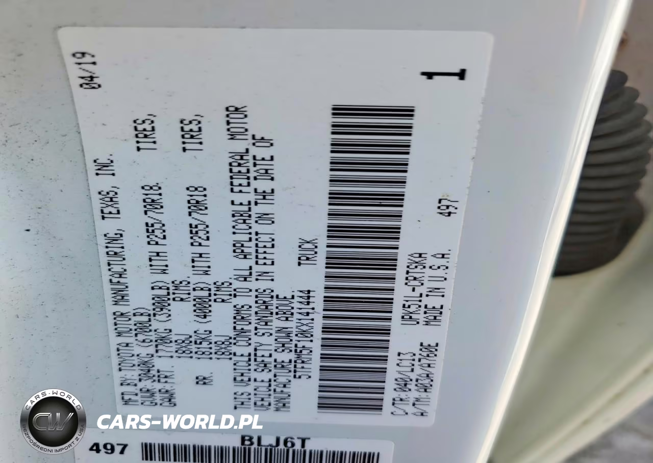 2019 Toyota Tundra VIN:5TFRM5F10KX141444 - 12
