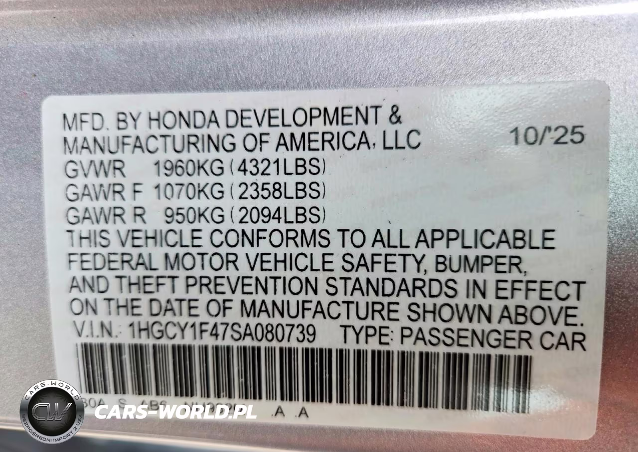 2025 Honda Accord Se VIN:1HGCY1F47SA080739 - 12