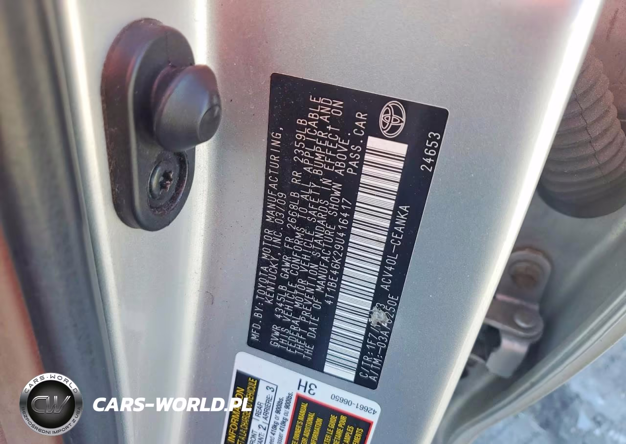 2009 Toyota Camry Le VIN:4T1BE46K29U416417 - 12