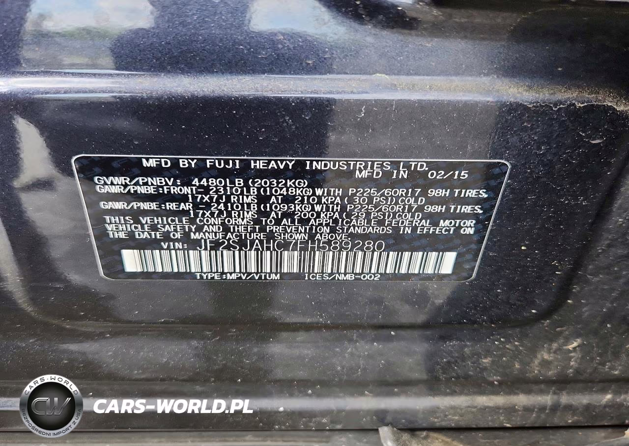 2015 Subaru Forester 2.5I Limited VIN:JF2SJAHC7FH589280 - 12