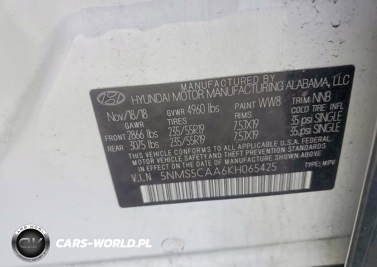 2019 Hyundai Santa Fe Ultimate 2.0T VIN:5NMS5CAA6KH065425 - 14