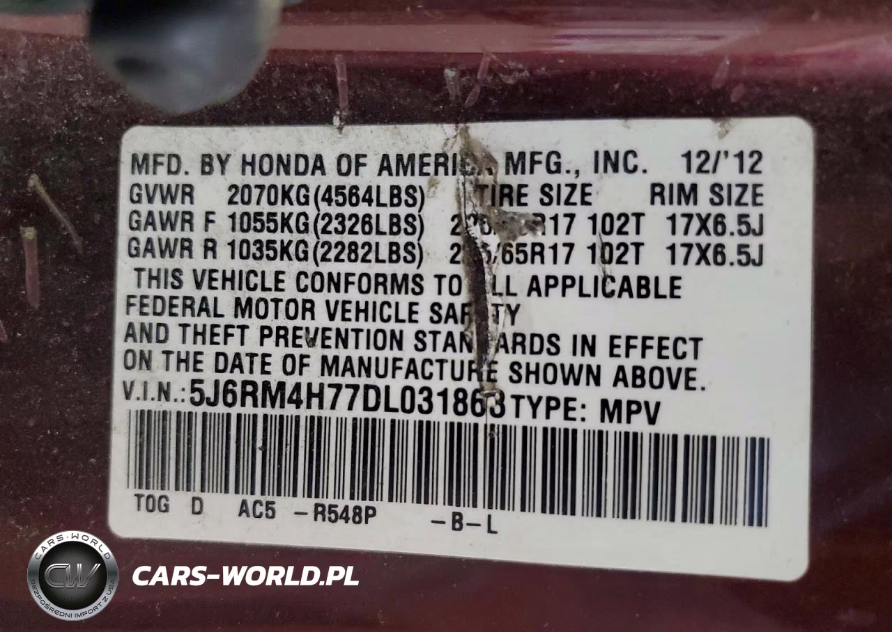 2013 Honda Cr-V Exl VIN:5J6RM4H77DL031863 - 14