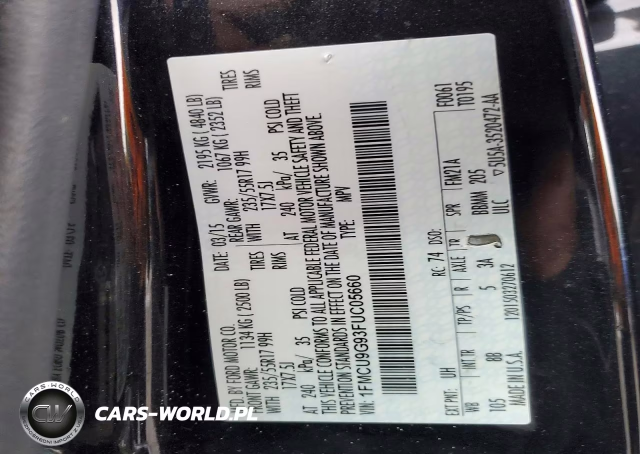 2015 Ford Escape Se VIN:1FMCU9G93FUC05660 - 13