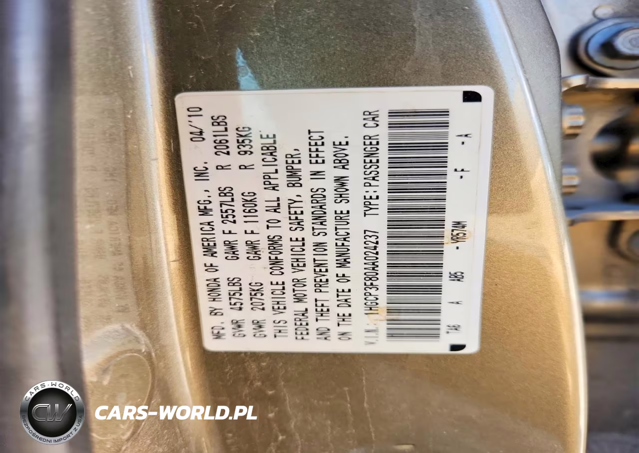 2010 Honda Accord Exl VIN:1HGCP3F80AA024237 - 13