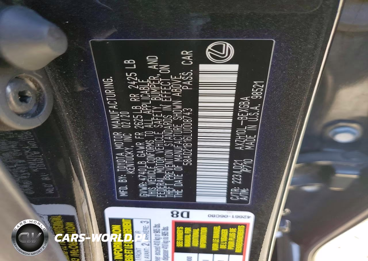 2020 Lexus Es 300H VIN:58AD21B16LU008743 - 12