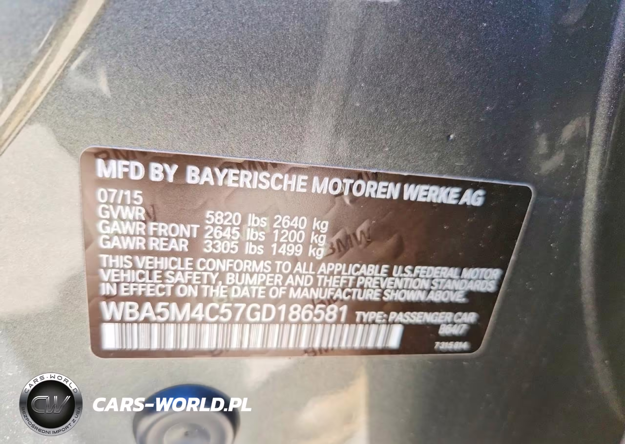 2016 BMW 535 Xigt VIN:WBA5M4C57GD186581 - 13