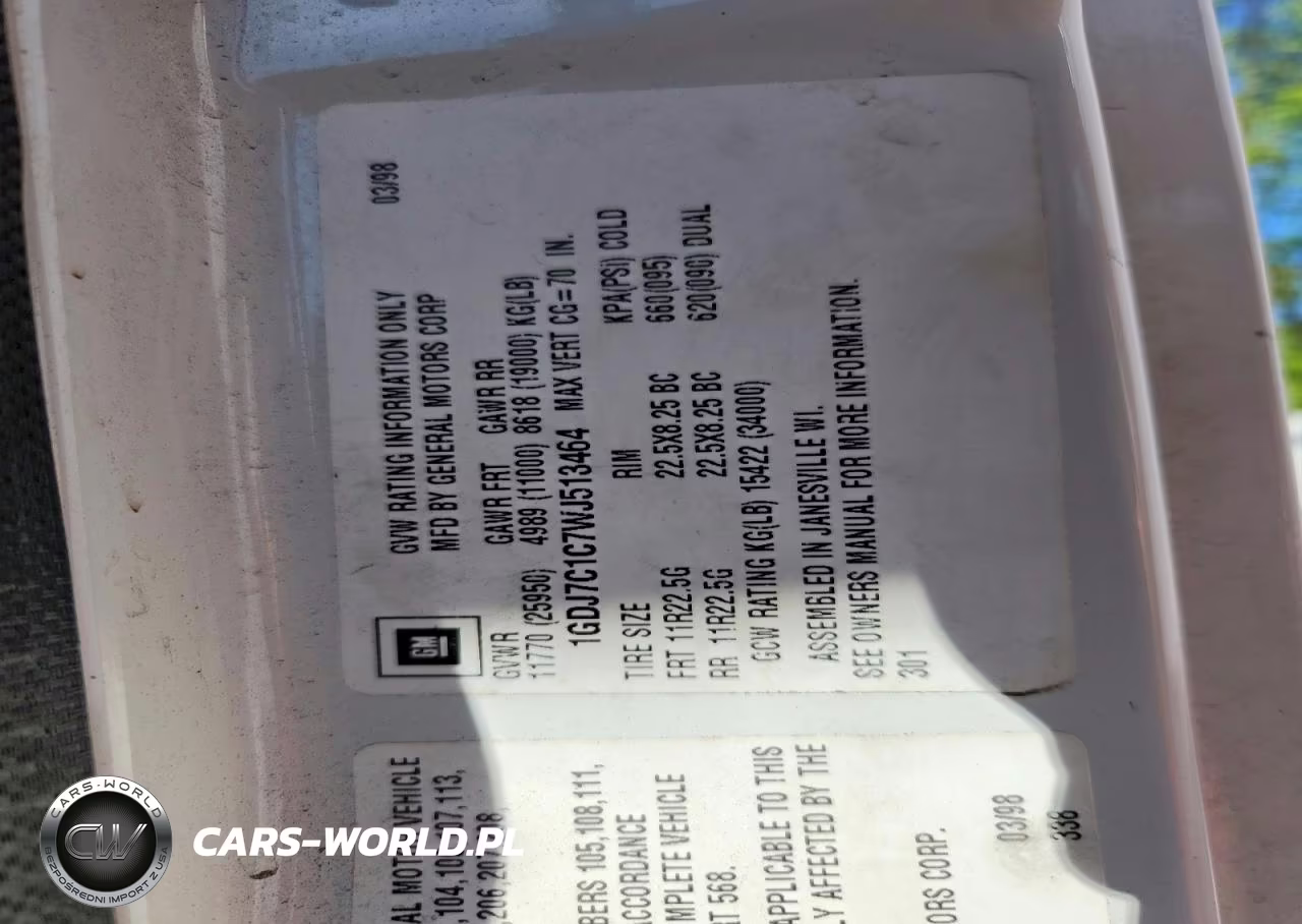 1998 GMC T-Series F7B042 VIN:1GDJ7C1C7WJ513464 - 10