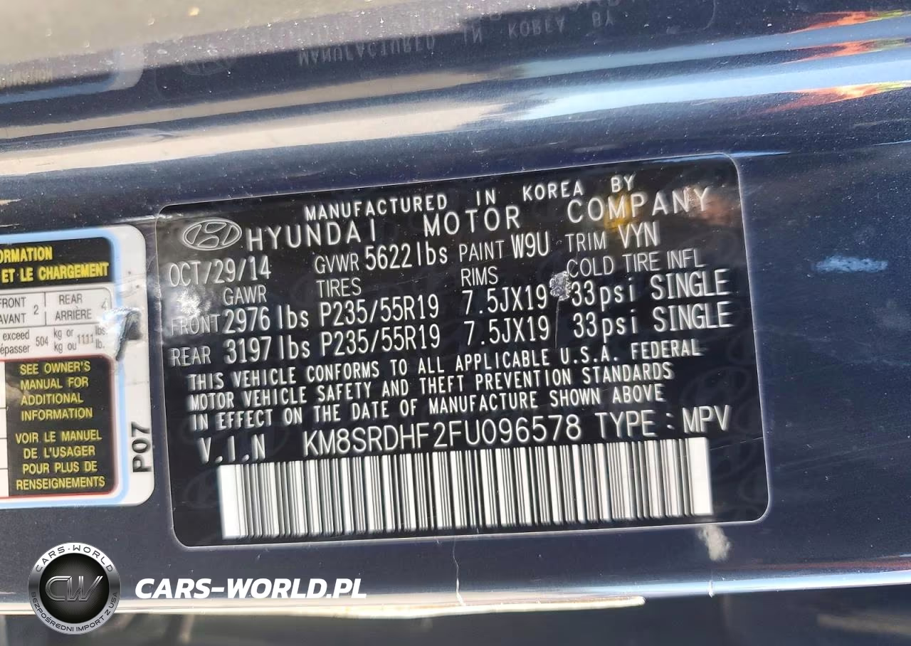 2015 Hyundai Santa Fe Limited VIN:KM8SRDHF2FU096578 - 13