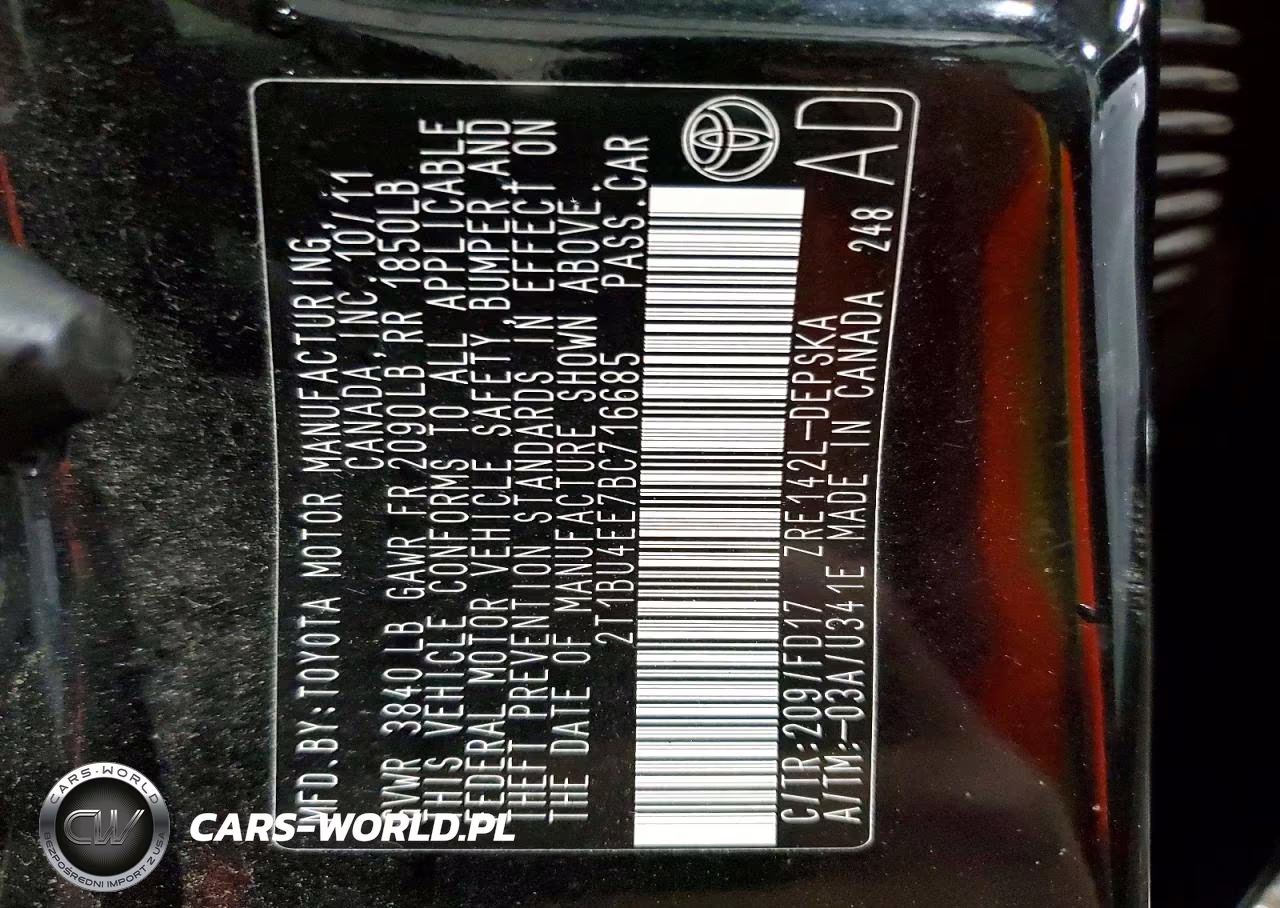 2011 Toyota Corolla S VIN:2T1BU4EE7BC716685 - 12