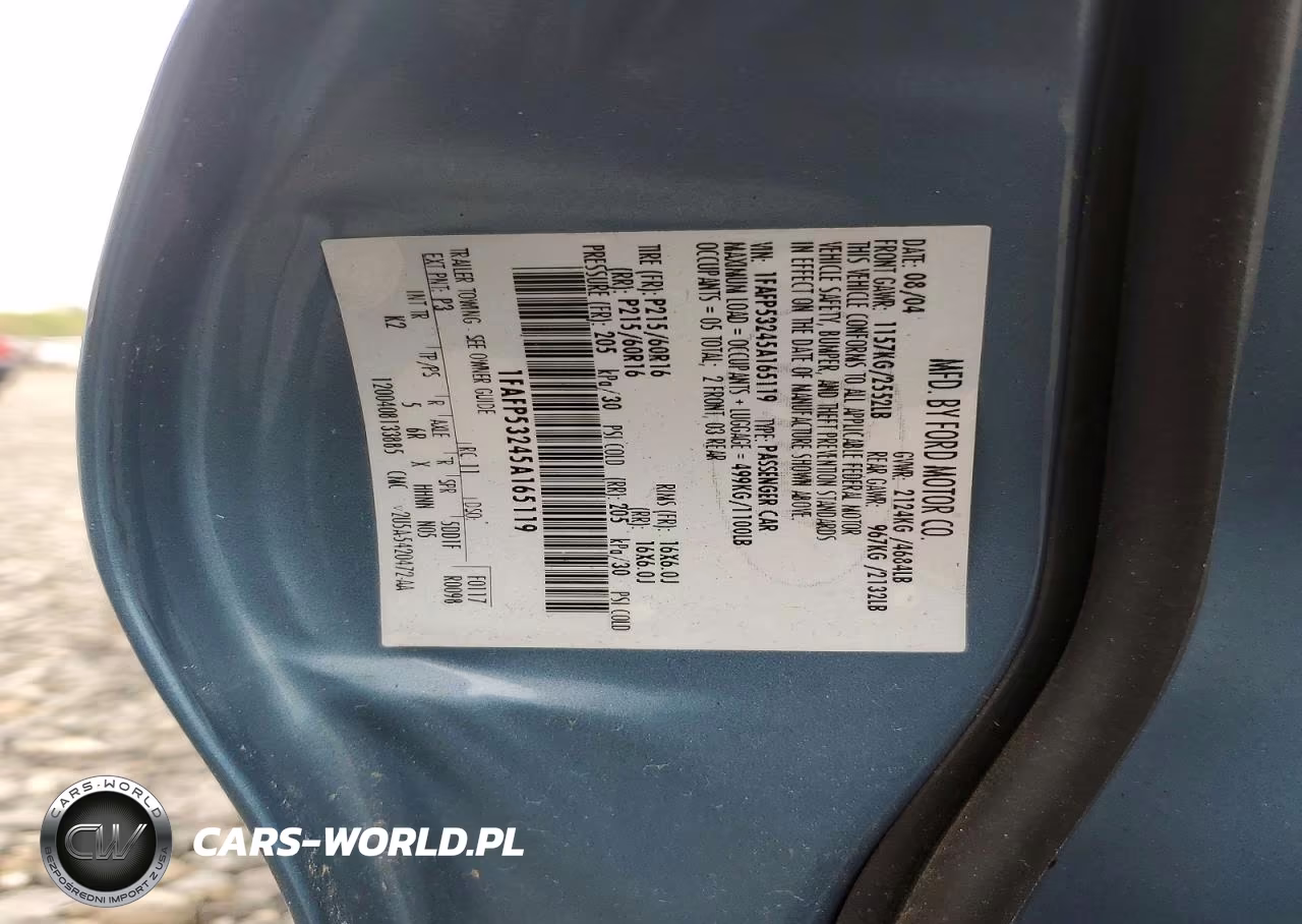 2005 Ford Taurus Se VIN:1FAFP53245A165119 - 12