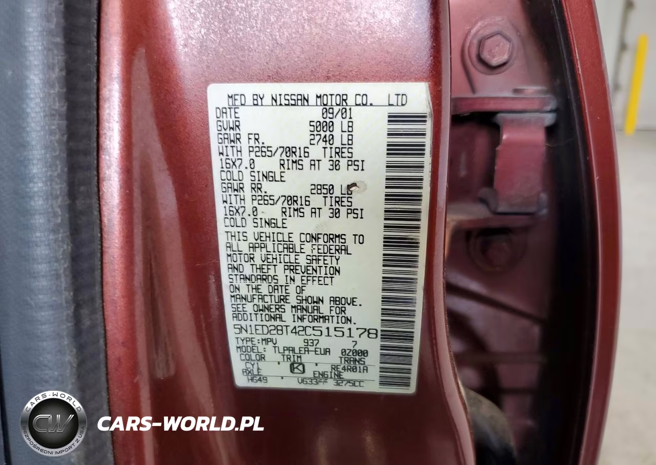 2002 Nissan Xterra Xe-V6 VIN:5N1ED28T42C515178 - 12
