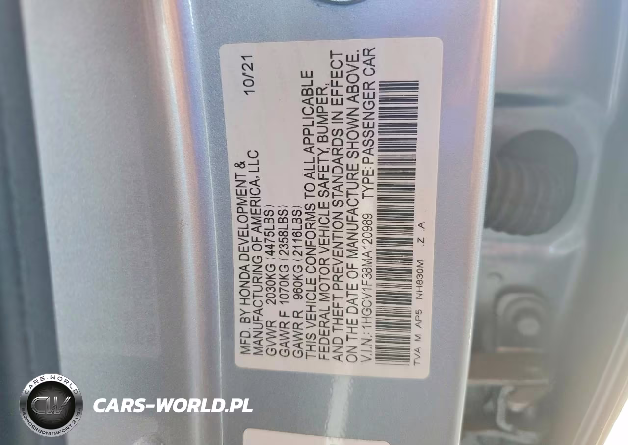 2021 Honda Accord Sport VIN:1HGCV1F38MA120989 - 13