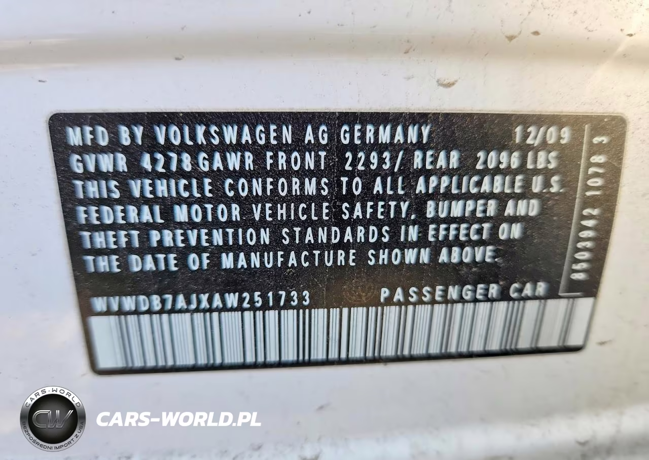 2010 Volkswagen Golf VIN:WVWDB7AJXAW251733 - 12