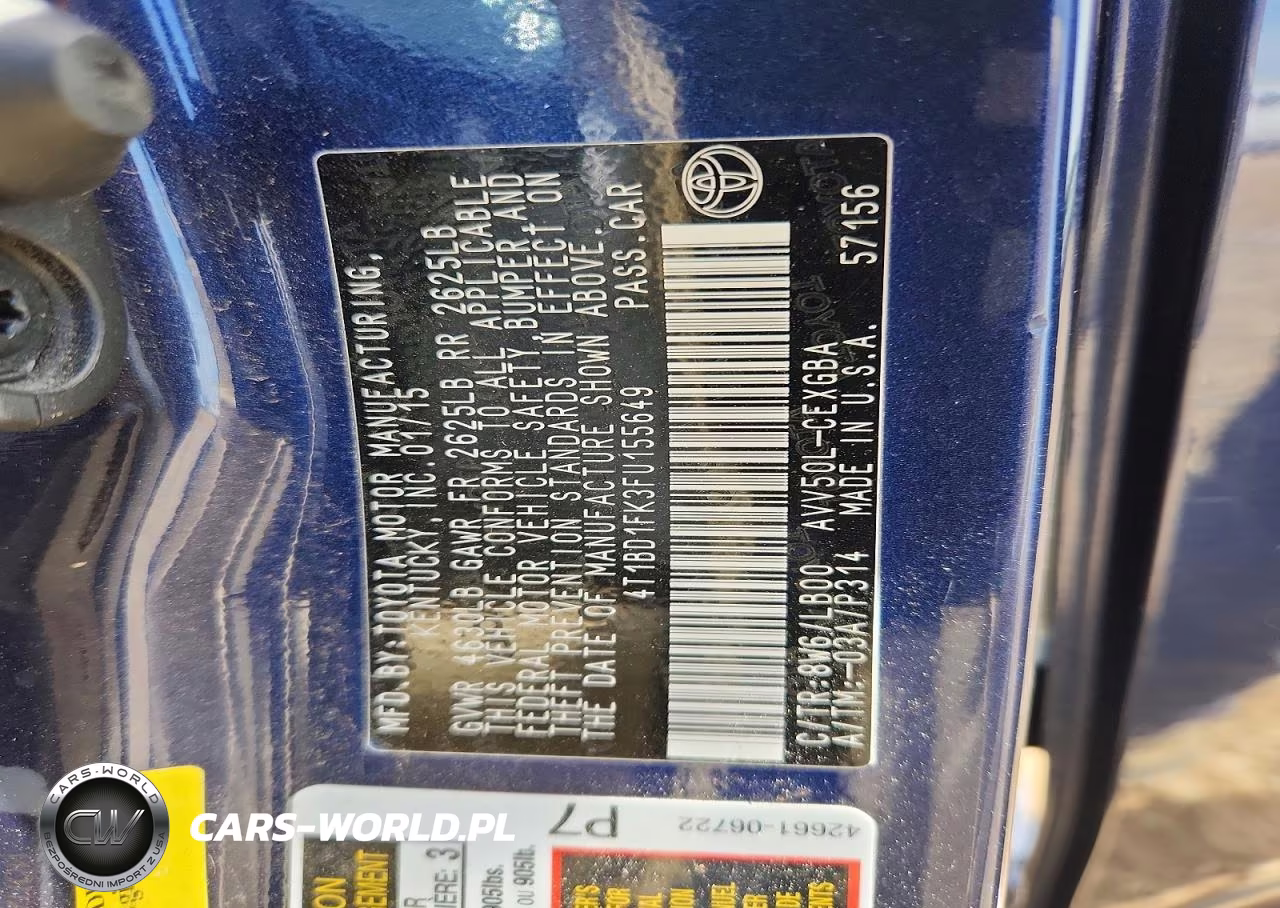 2015 Toyota Camry Hybrid Xle VIN:4T1BD1FK3FU155649 - 13