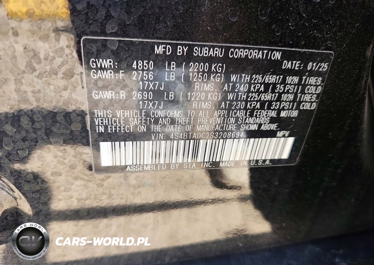 2025 Subaru Outback Premium VIN:4S4BTADC2S3208694 - 12