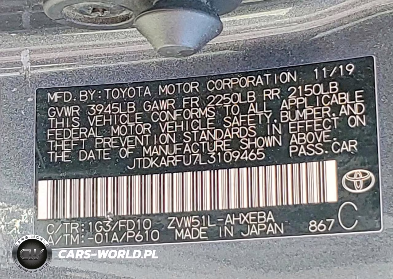 2020 Toyota Prius Le VIN:JTDKARFU7L3109465 - 12
