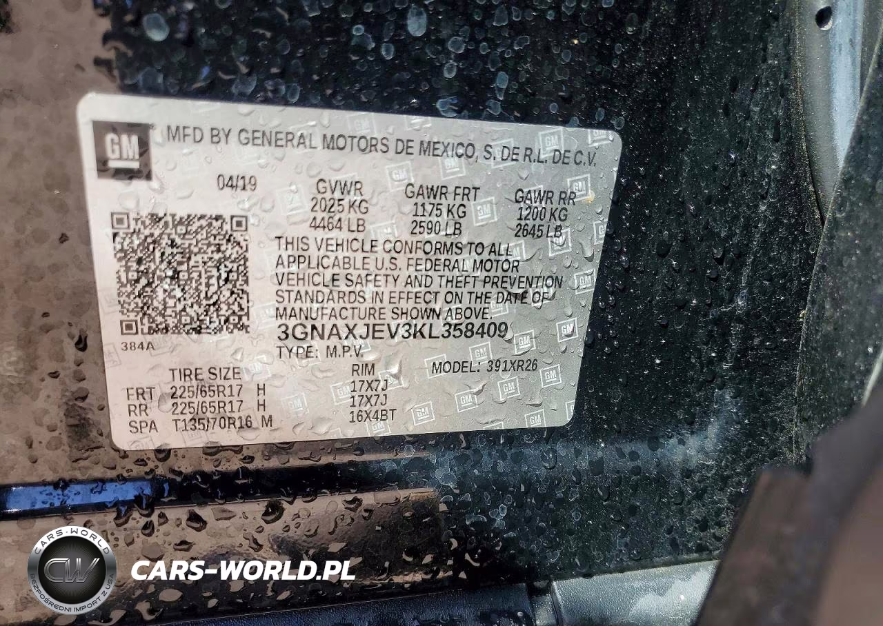 2019 Chevrolet Equinox Lt VIN:3GNAXJEV3KL358409 - 14