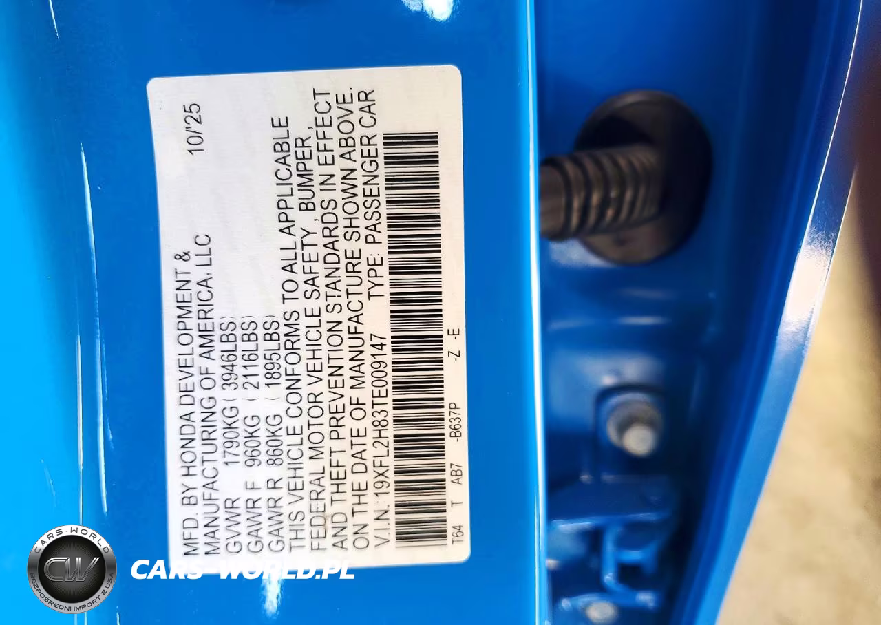 2026 Honda Civic Sport VIN:19XFL2H83TE009147 - 12