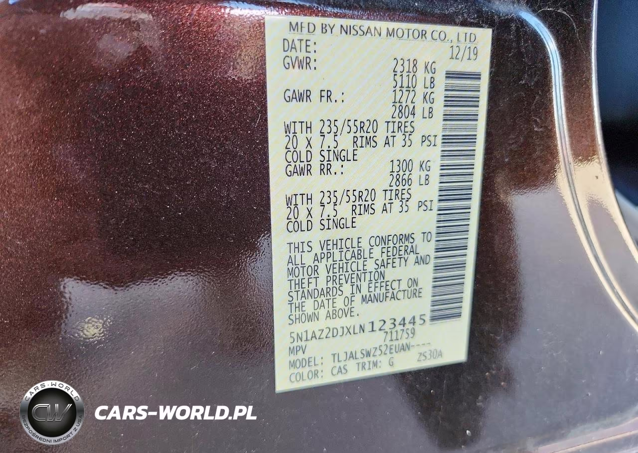 2020 Nissan Murano Platinum VIN:5N1AZ2DJXLN123445 - 13