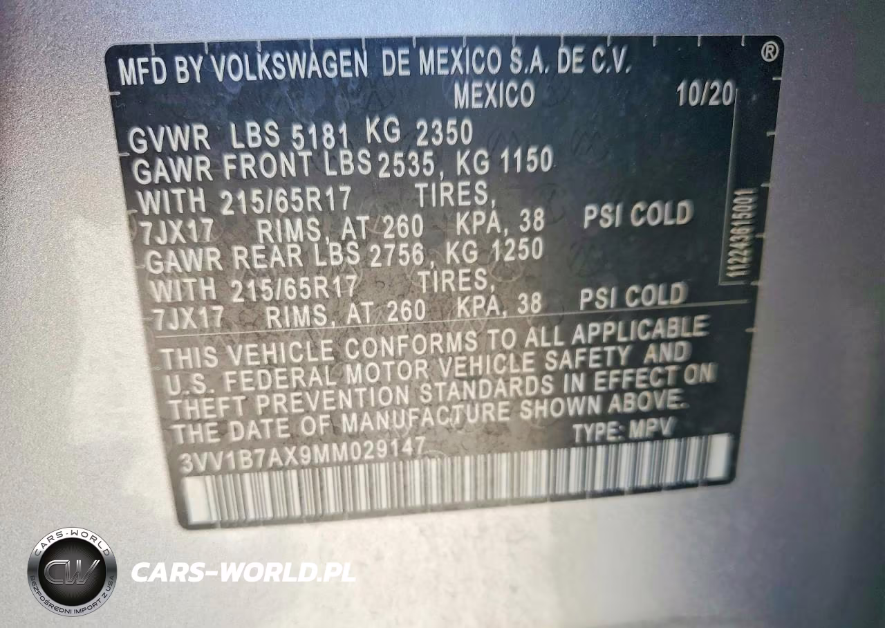 2021 Volkswagen Tiguan S VIN:3VV1B7AX9MM029147 - 13