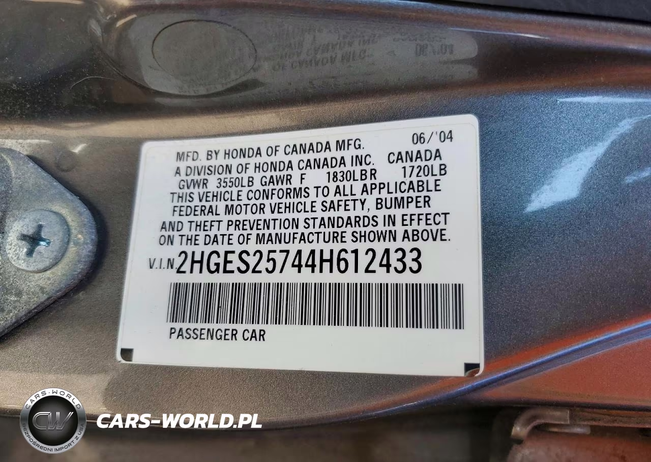 2004 Honda Civic Ex VIN:2HGES25744H612433 - 12