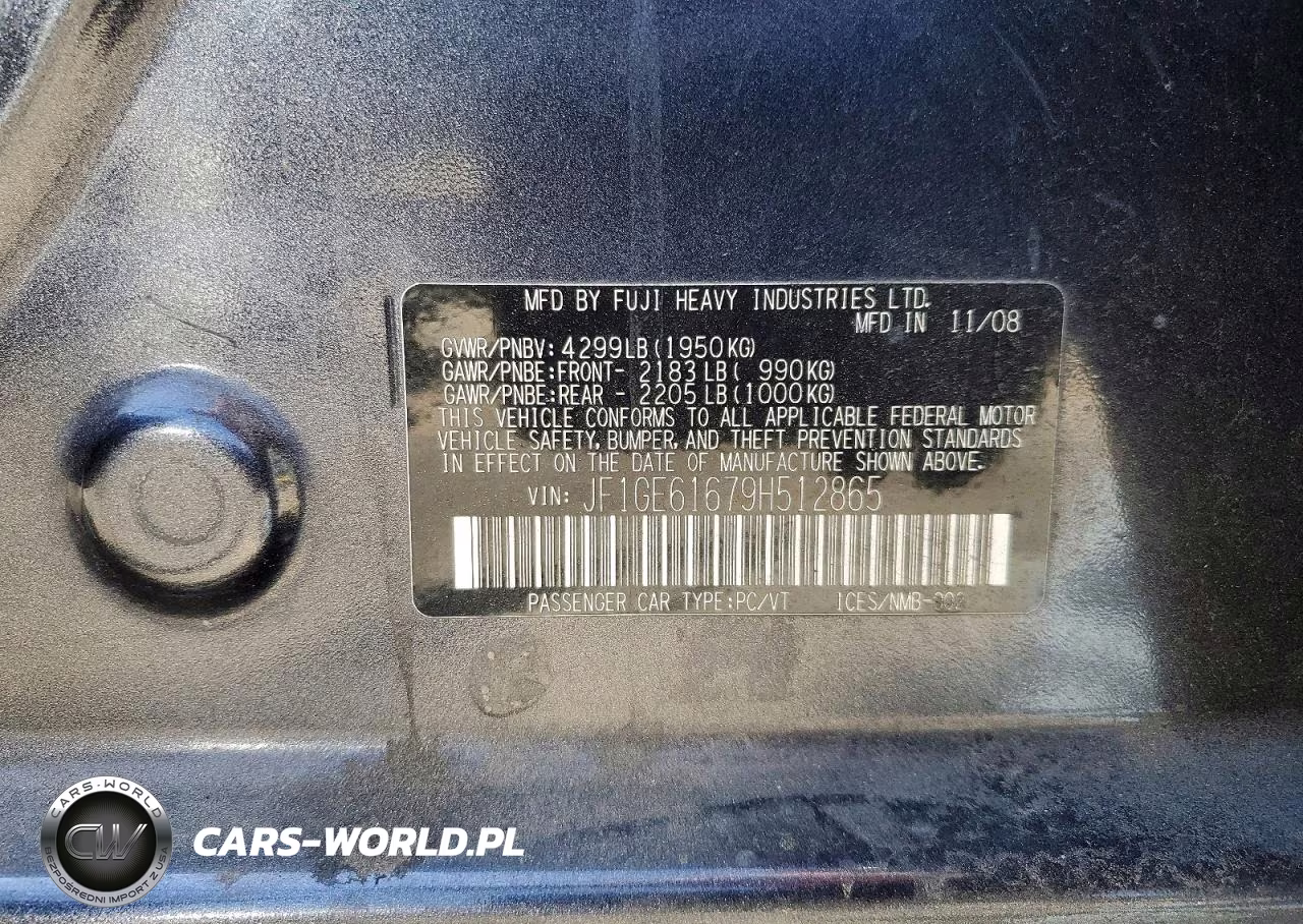 2009 Subaru Impreza 2.5I VIN:JF1GE61679H512865 - 12