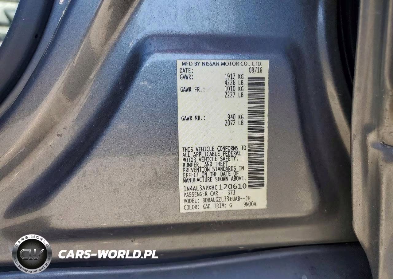 2017 Nissan Altima 2.5 S VIN:1N4AL3APXHC120610 - 13
