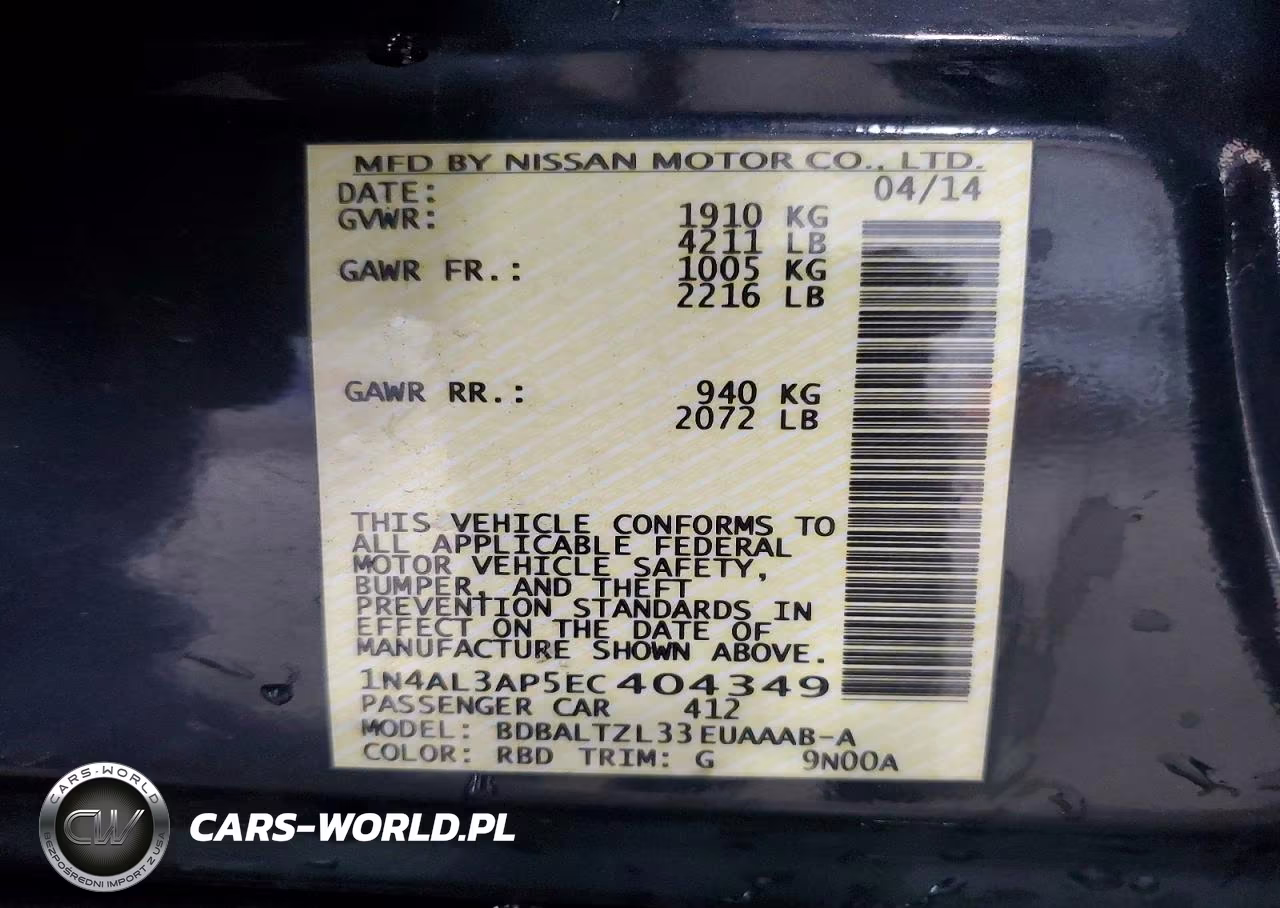 2014 Nissan Altima 2.5 Sv VIN:1N4AL3AP5EC404349 - 12