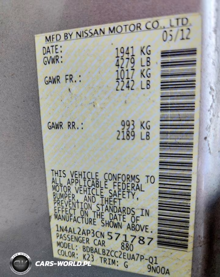 2012 Nissan Altima 2.5 VIN:1N4AL2AP3CN571787 - 13