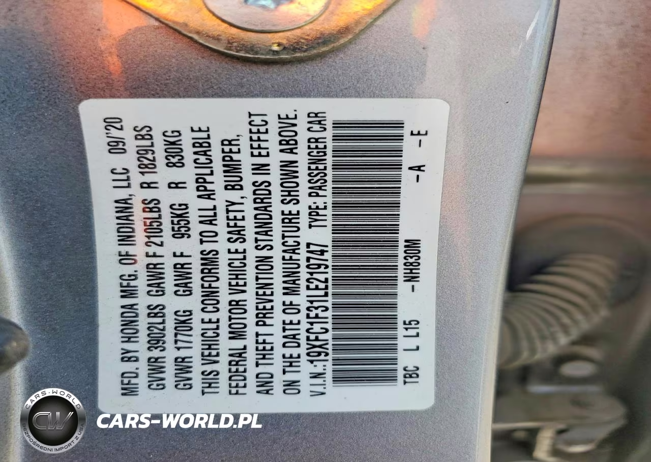 2020 Honda Civic Ex VIN:19XFC1F31LE219747 - 12