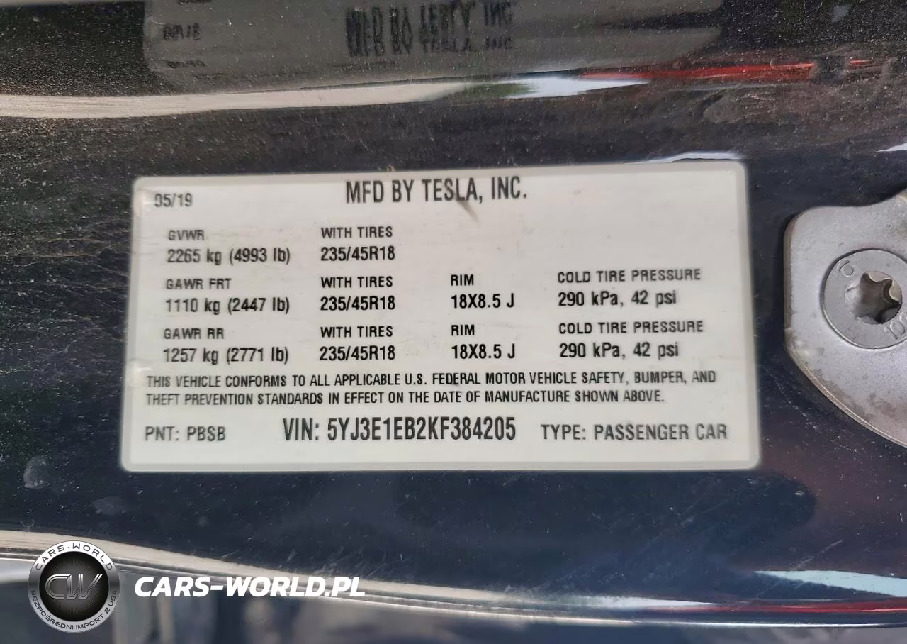 2019 Tesla Model 3 VIN:5YJ3E1EB2KF384205 - 12