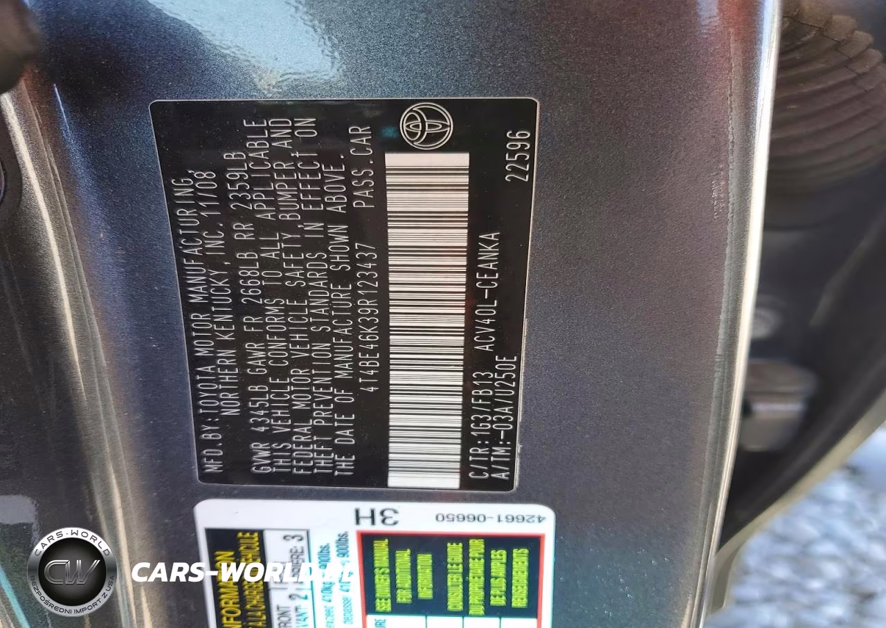 2009 Toyota Camry Le VIN:4T4BE46K39R123437 - 12