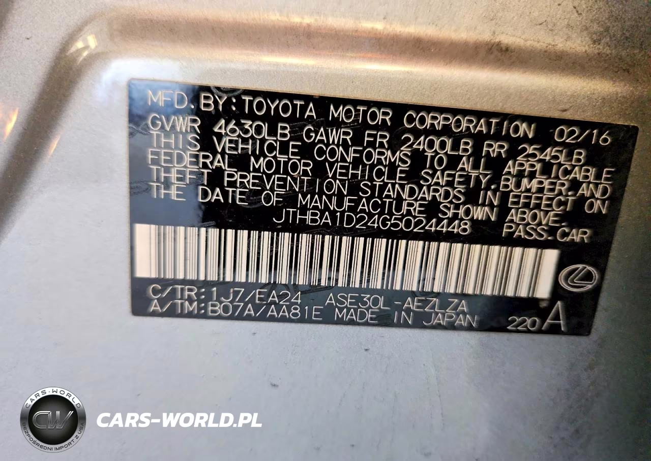 2016 Lexus Is 200T VIN:JTHBA1D24G5024448 - 12
