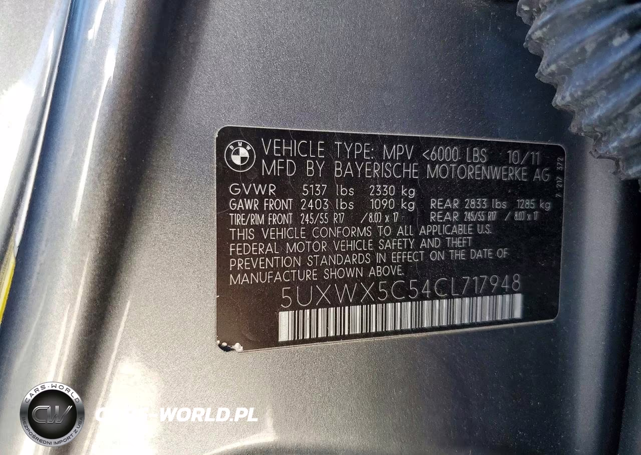 2012 BMW X3 xDrive28I VIN:5UXWX5C54CL717948 - 13