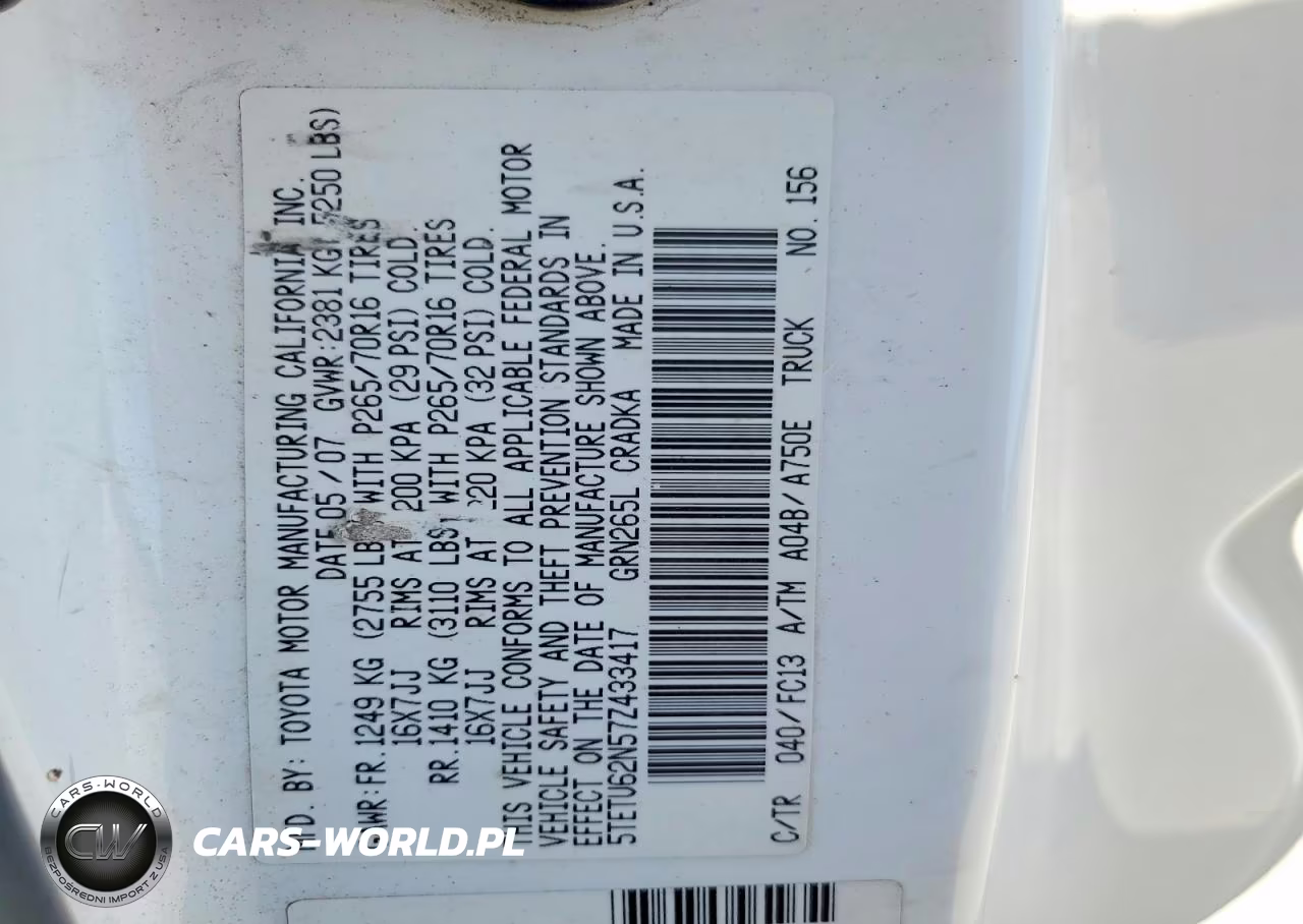 2007 Toyota Tacoma Prerunner Access Cab VIN:5TETU62N57Z433417 - 12