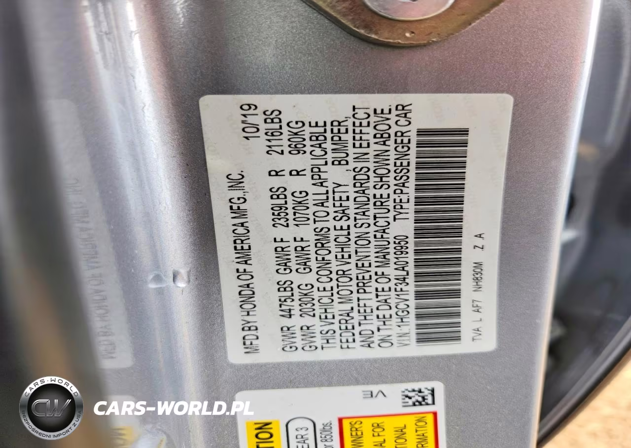 2020 Honda Accord Sport VIN:1HGCV1F34LA019950 - 12