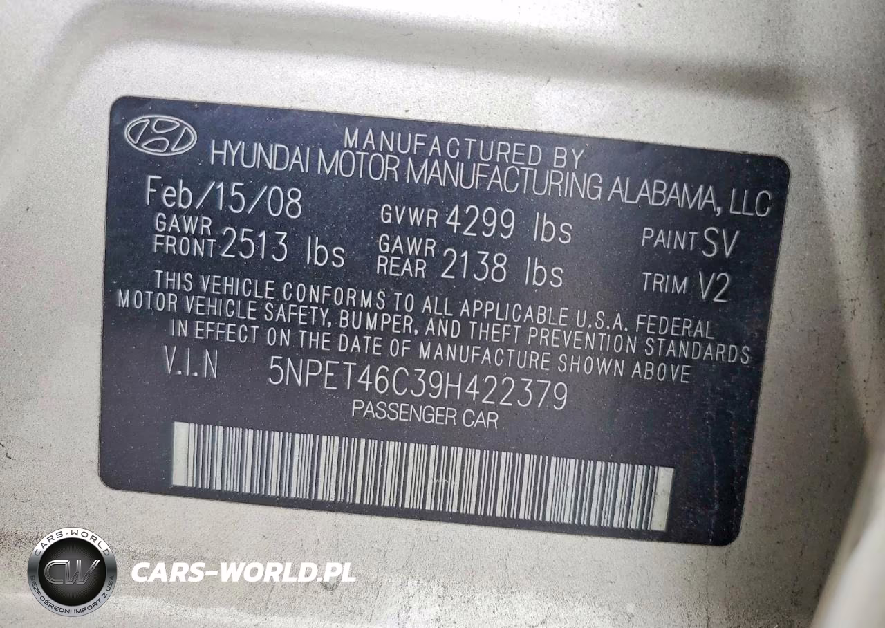 2009 Hyundai Sonata Gls VIN:5NPET46C39H422379 - 12