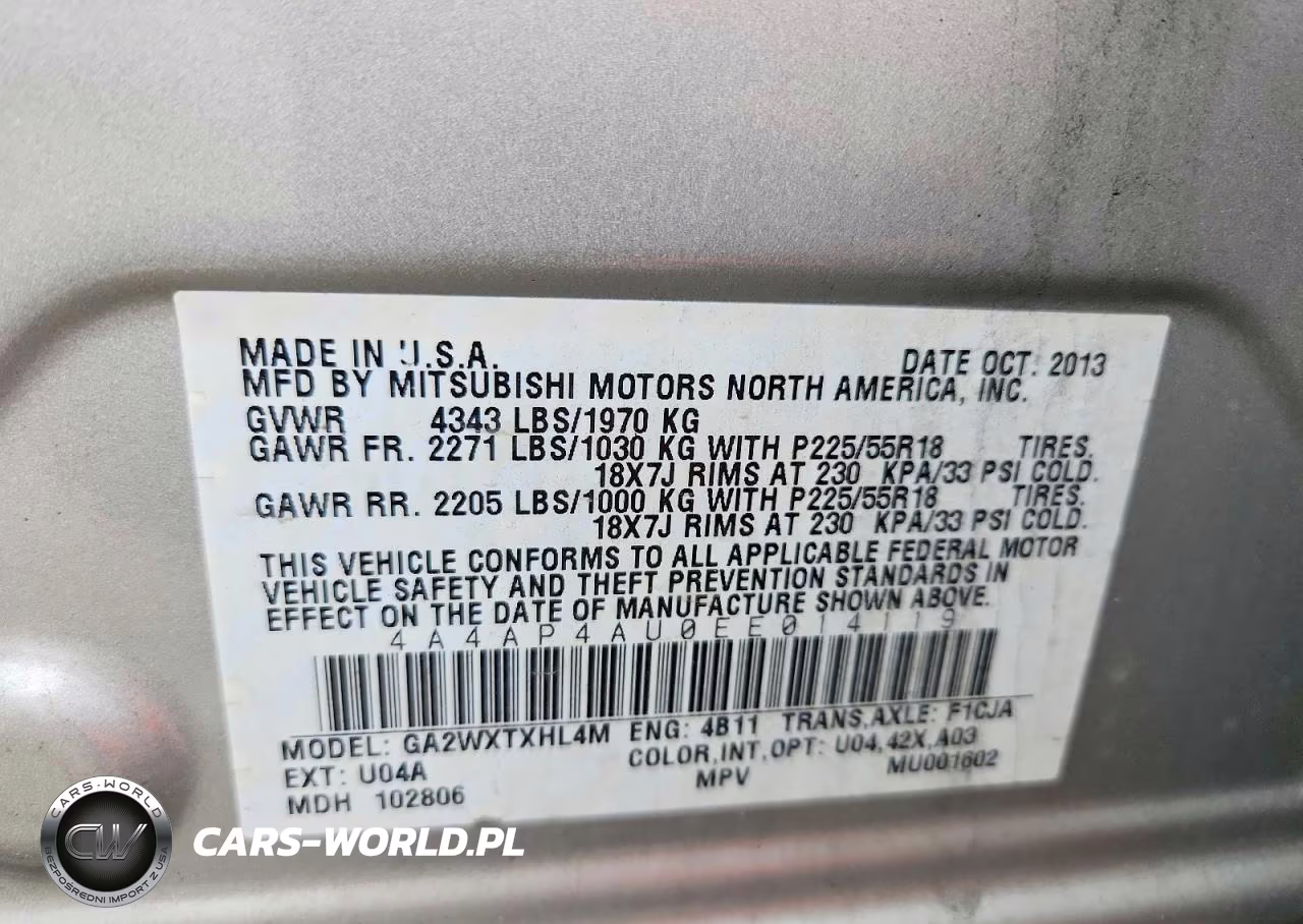 2014 Mitsubishi Outlander Sport Se VIN:4A4AP4AU0EE014119 - 13