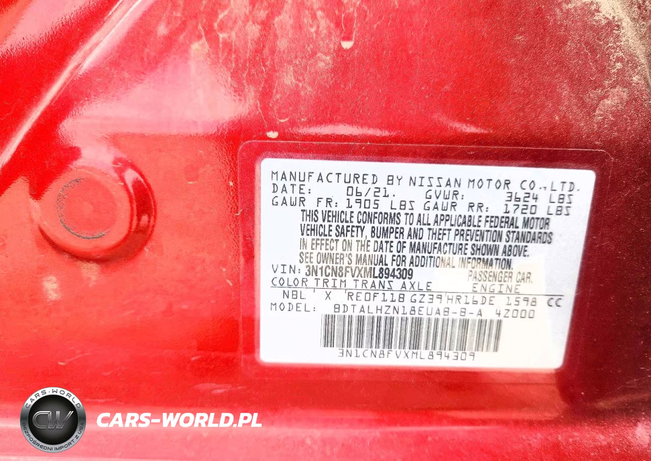 2021 Nissan Versa Sr VIN:3N1CN8FVXML894309 - 12