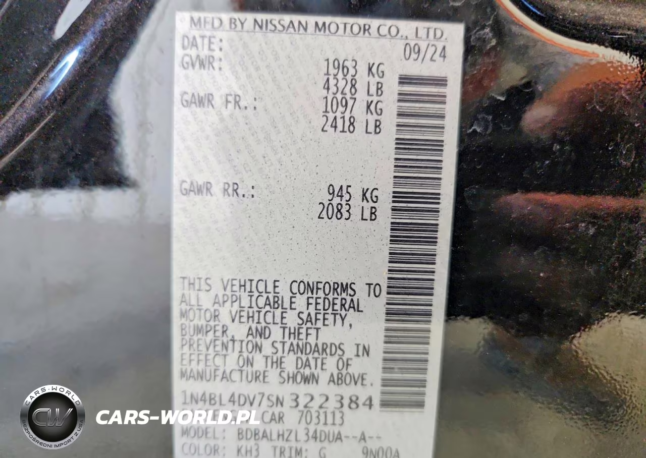 2025 Nissan Altima Sv VIN:1N4BL4DV7SN322384 - 13