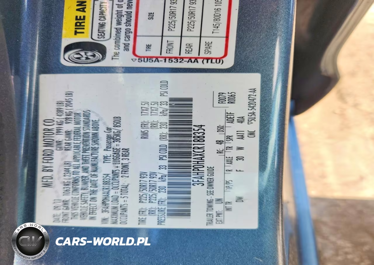 2012 Ford Fusion Se VIN:3FAHP0HAXCR188354 - 12