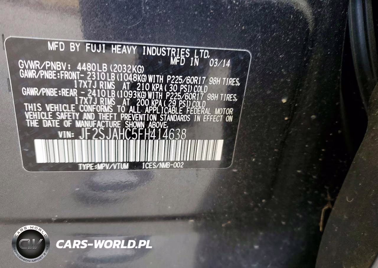 2015 Subaru Forester 2.5I Limited VIN:JF2SJAHC5FH414638 - 12