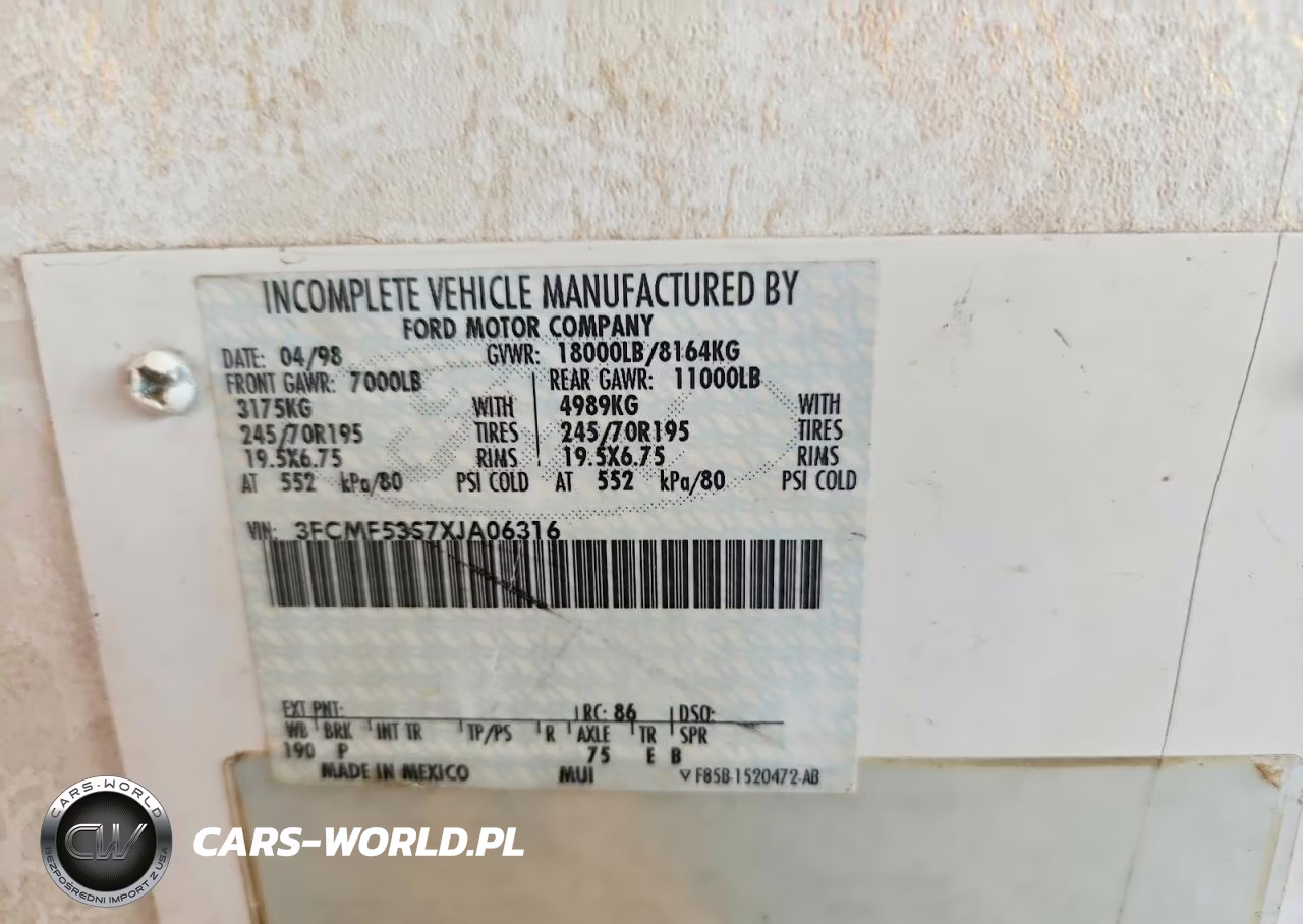 1999 Ford F550 Super Duty Stripped Chassis VIN:3FCMF53S7XJA06316 - 10