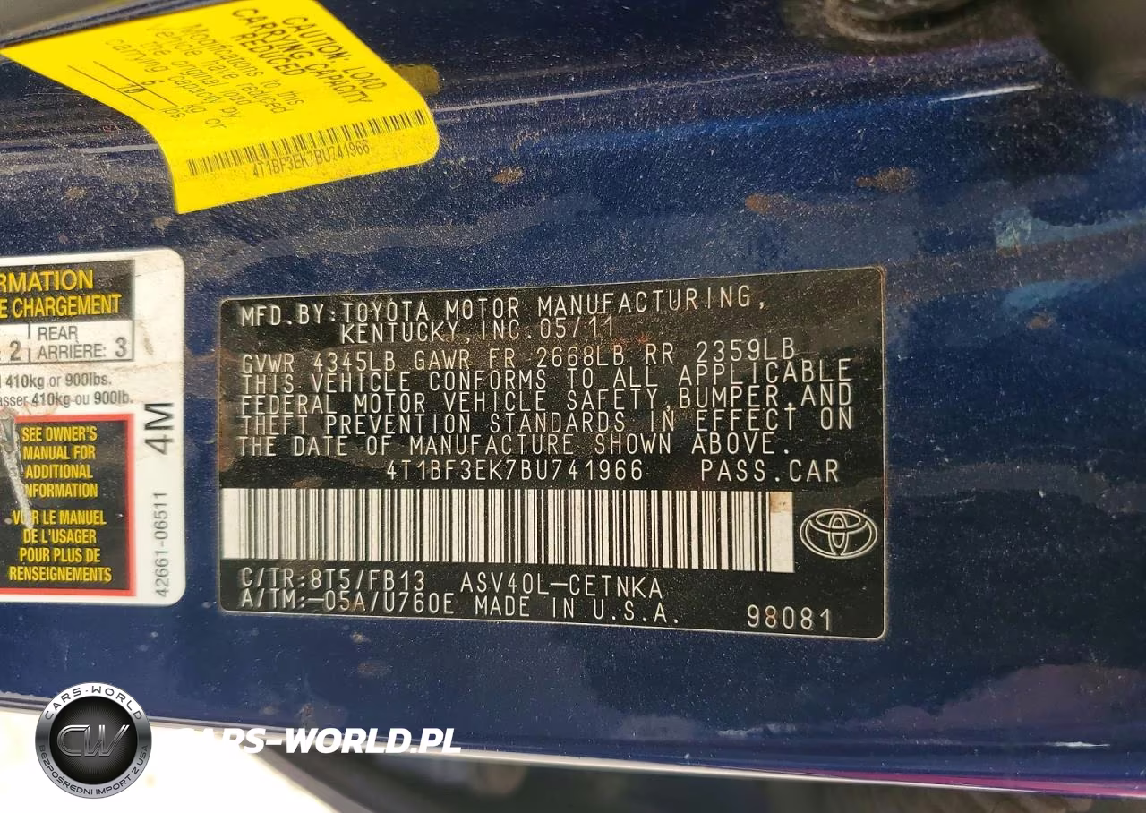 2011 Toyota Camry Le VIN:4T1BF3EK7BU741966 - 12