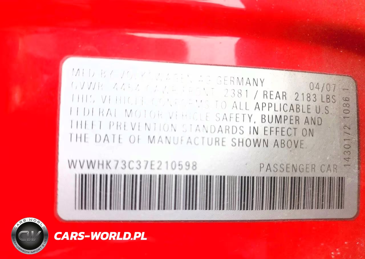2007 Volkswagen Passat 2.0T Sport VIN:WVWHK73C37E210598 - 13