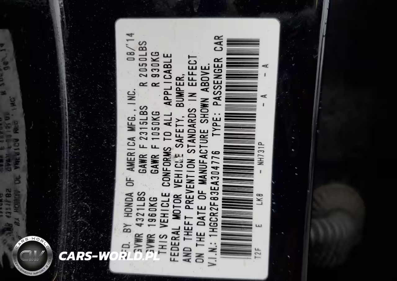 2014 Honda Accord Exl VIN:1HGCR2F83EA304776 - 12