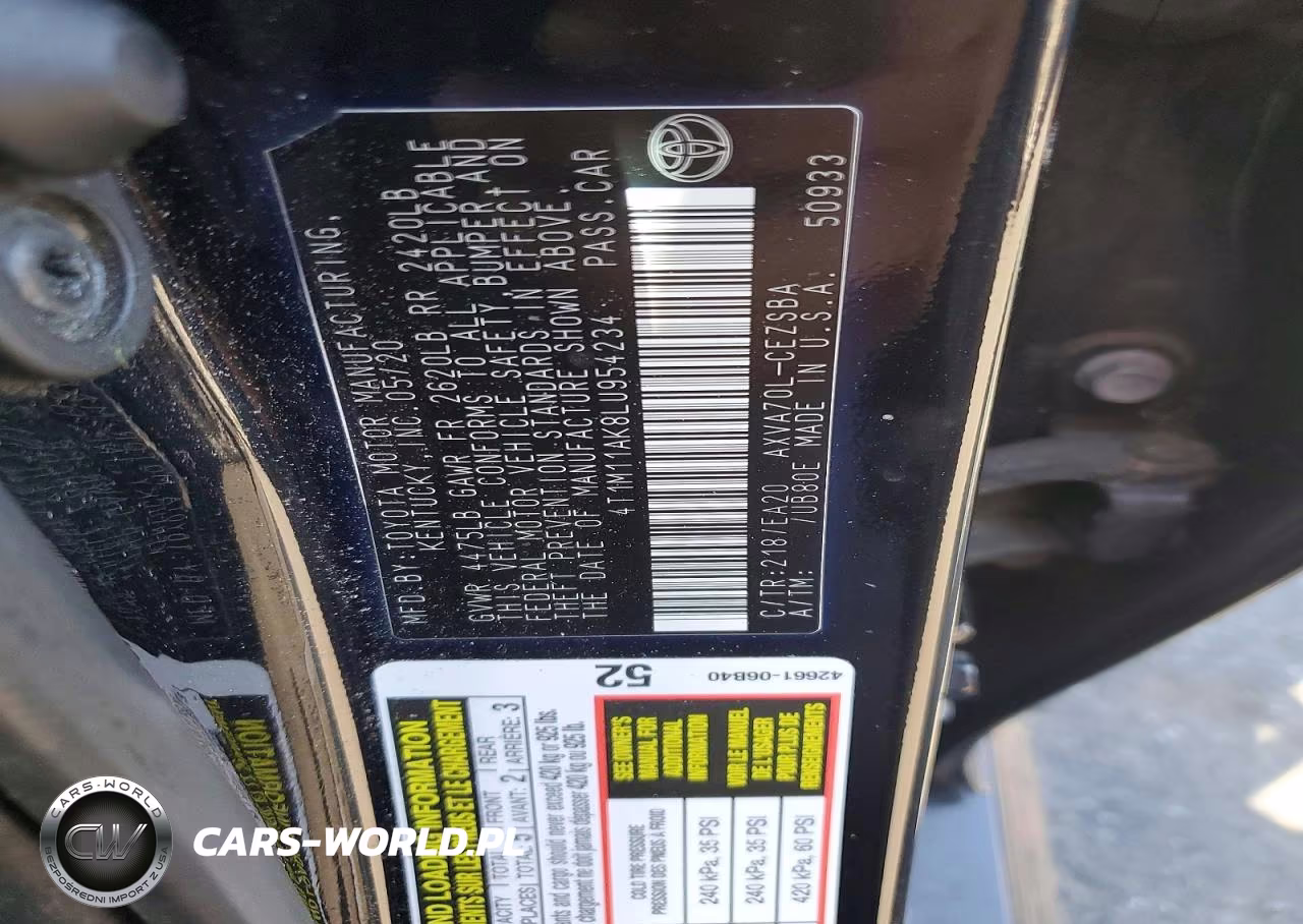 2020 Toyota Camry Se VIN:4T1M11AK8LU954234 - 12