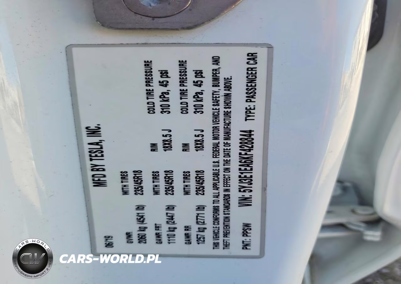 2019 Tesla Model 3 VIN:5YJ3E1EA6KF428844 - 12